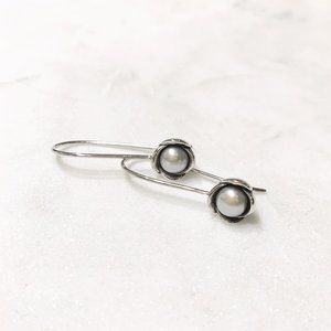 Pandora Grey Freshwater Pearl Dangle Earrings